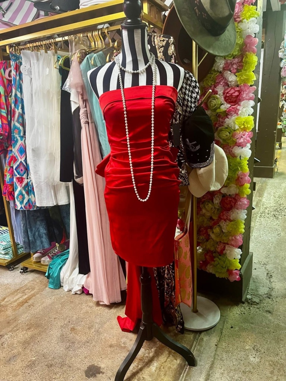 Red Satin Cocktail Dress